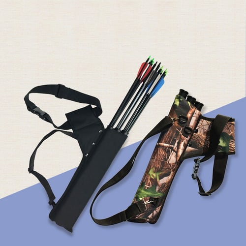 Portable Arrow Holder Bag 3-Tube Archery Arrow Quiver Adjustable Strap Camo 