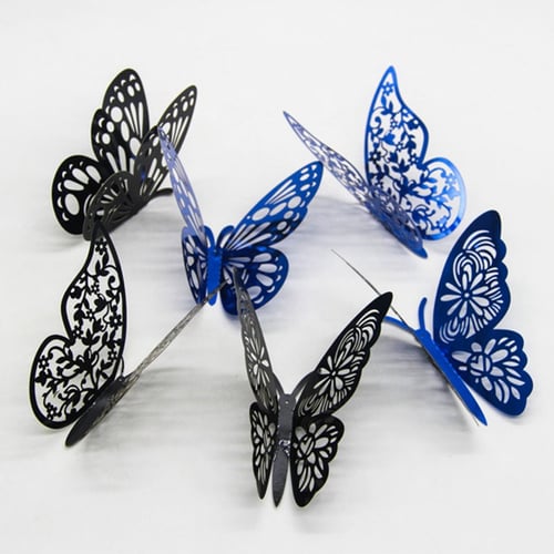 Butterfly Decorations,3D Wall Decals,Metallic Art Paper Murals for Décor.36 PCS 