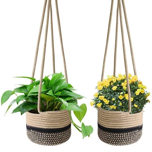 Garden Plant Hangers Rope Hanging Planter Woven Basket Decor Flower Pot Holder 