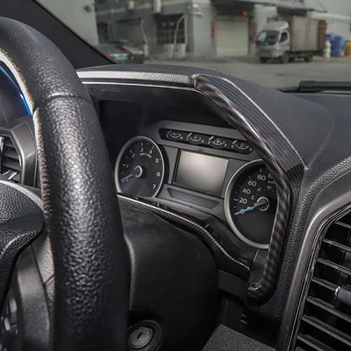 For Ford F150 F-150 2015-2019 Carbon Fiber Interior Dashboard Meter Cover Trim