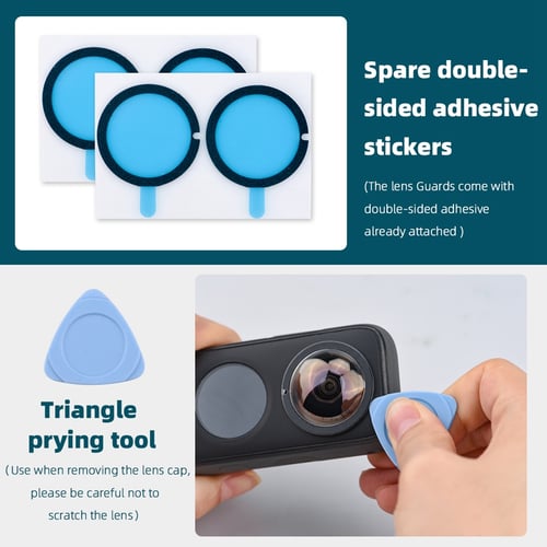 2pcs Lens Protective Cover Sticky with Double-Sided Adhesives Prying Tool for ONE X2 Action Camera