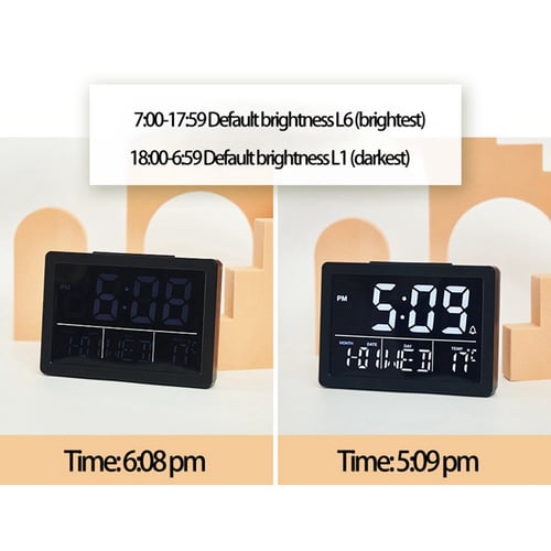 Led Digital Alarm Clock Indoor, Digital Desk Clock With Temperature