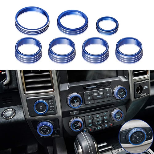 Black Air Conditioner Switch AC Volume Audio Tune Trailer Knob Ring Button Cover Trim Compatible with Ford F150 XLT Accessories 2016-2019/ Mustang 2015 2016 6 PCS 