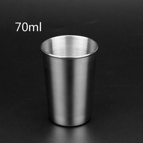 4Pcs Kits 70ml Stainless Steel Cup Drinking Coffee Tumbler Camping Travel+Pouch 