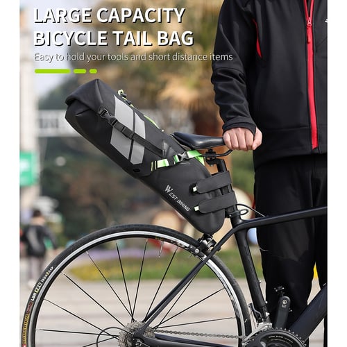 WEST BIKING Bicycle Saddle Seat Bag MTB Bike Waterproof Reflective Tail Rear Bag 