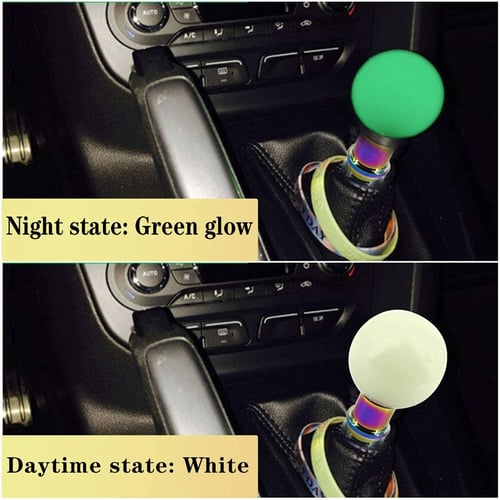 6 Speed MT Manual Stick Shift Knob White Green Universal Racing Gear Hand Lever