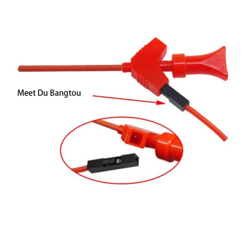 2x Single Hook Clip Flat Mini Grabber Test Probe for SMD IC Multimeter Black Red 