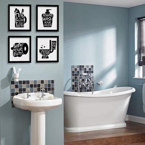 Funny Words E Signs Bathroom Decor Wall Art Prints With Frames Sign 8x10 Inch Set Of 4 - How To Decorate A Bathroom Window Silly