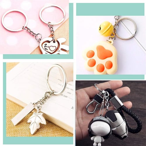 Split Key Ring with Chain Open Jump Ring and Screw Eye Pins 1 Inch Key Chain 