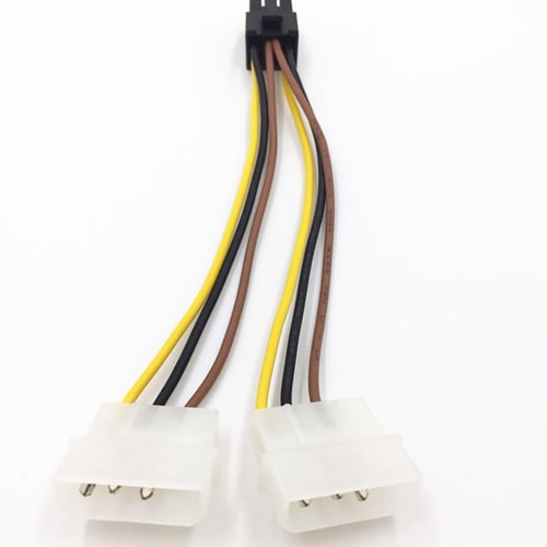 8 Inch Dual 4-pin Molex to 6-pin PCI-E PCI Express Power Adapter Cable 10pcs