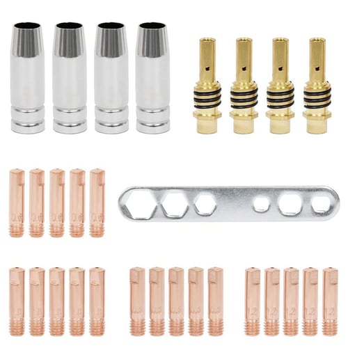 27pcs MB15 MIG Welding Torch Consumables Holder Conical Gas Nozzle Contact Tips