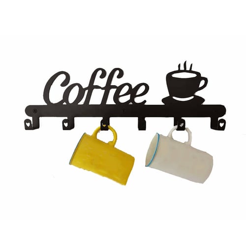 Coffee Mug Holder Wall Mounted Coffee Bar Decor Sign Coffee Cup Rack Hanging 