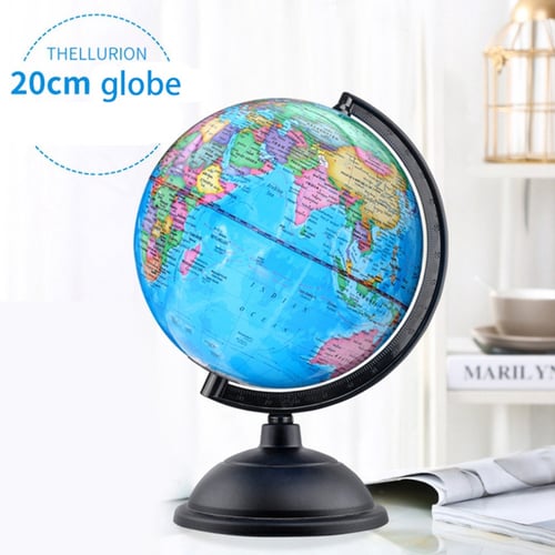 Kids Educational Desktop Rotating 20cm World Globe Desk Ornament with Stand 