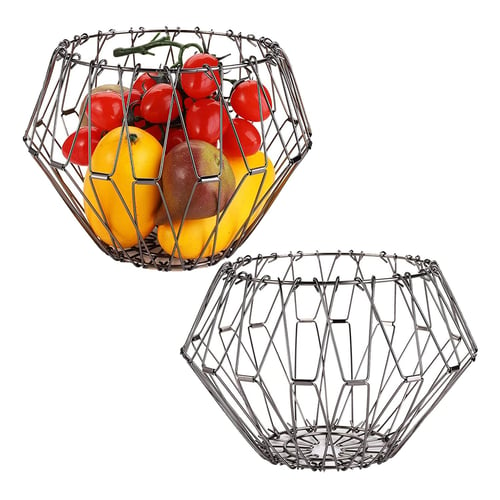 Fruit Bowl Basket Geometric Sundries Countertop Serving Storage Baskets 