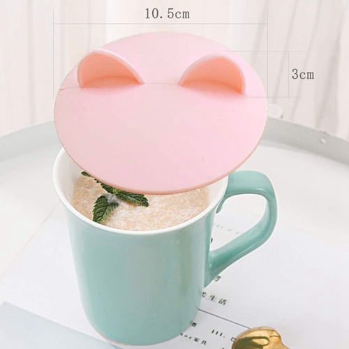 6Pcs Lovely Anti-dust Silicone Cat Ears-Shaped Cup Cover Leakproof Airtight Sealed Lid for Coffee Tea Drinking Cup