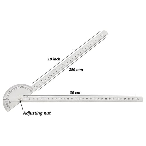 250mm QWORK Angle Finder Protractor Stainless Steel Woodworking Ruler Measure Tool with Two Arm 0-180 Degrees
