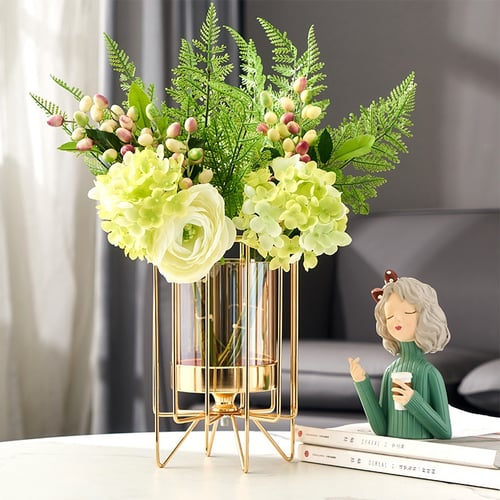 Simple Light Luxury Glass Vase Living, Dining Room Flower Arrangement