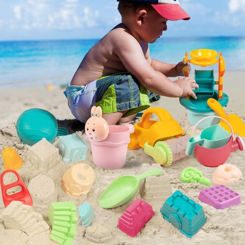 Shovel 9 pcs Sand Play Toys for Kids Bucket Rake Molds Beach Sandbox Toys 