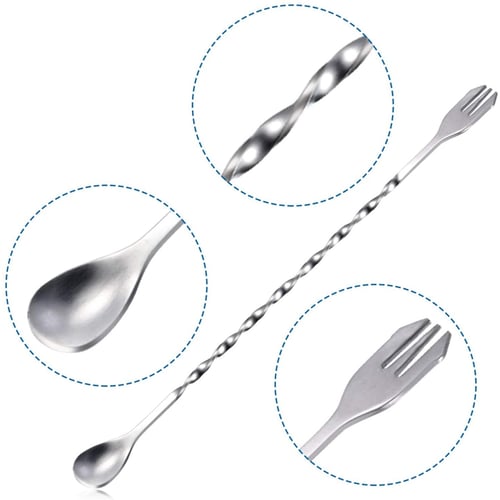 Twisted Stirrer Mixing Long Bar Spoon Steel Spiral Pattern Cocktail Stirrers Spoons 8 Pieces Jcevium Cocktail Spoon Silver 