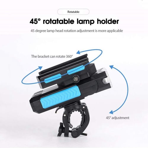 6 Light Modes 5IN1 Bike Light with Horn and Phone Charger,Waterproof Bicycle Front Headlight and Back Taillight Easy to Install for Road Mountain Cycling USB Rechargeable Bike Light Set with Cell Phone Holder