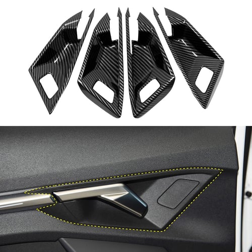 Carbon Fiber Interior Car Door Handle Bowls Cover Trim for Audi A3 8Y 2020 2021