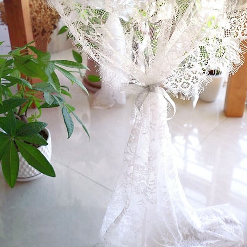 White Lace Wedding Table Runner Chair Sash Boho Party Tablecloth Table Decor 