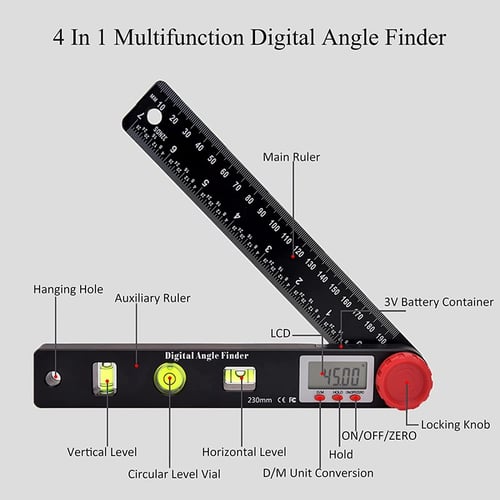 Multi Measuring Digital Angle Protractor Finder Degree Measurement Gauge Ruler 