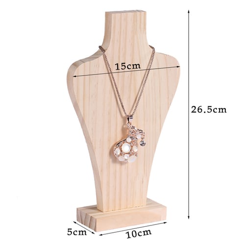 Wooden Rack Jewelry Shop Mannequin Bust Pendant Chain Necklace Display 