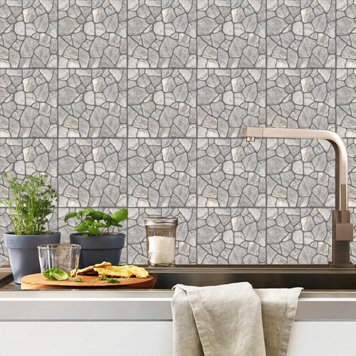 Set 20pcs Removable Square Wall Tile Decal Floor Wall Paper Sticker Room Decor 