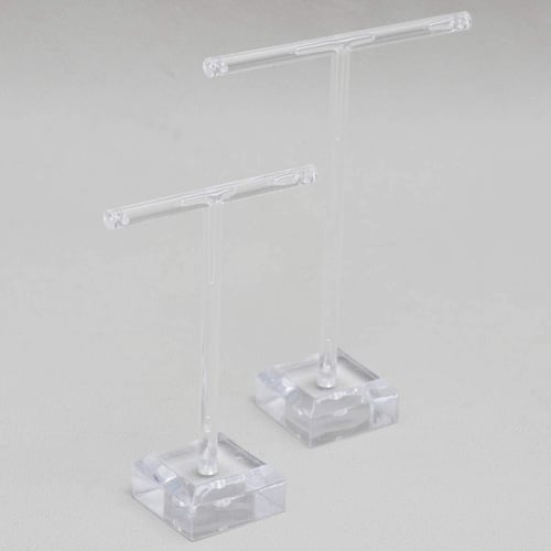 2x Acrylic Earrings Necklace Jewelry Display Rack T-Bar Stand Holder Organizer 