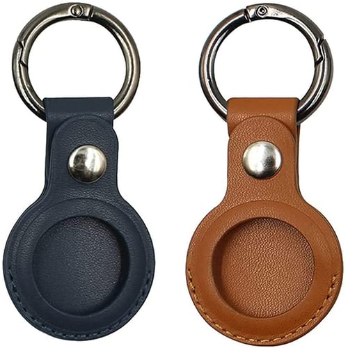 Blue Leather AirTag Compatible Silicone Case Keychain Keyring Holder 2021 Air Tag Soft and Flexible Protective Cover 