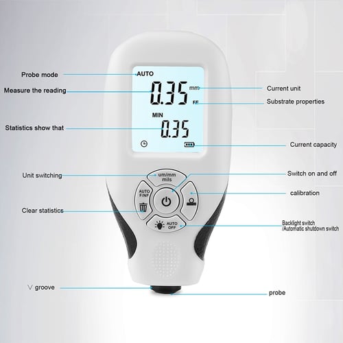 Digital Coating Thickness Gauge HW300 Automatic Thickness Paint Meter Measure 