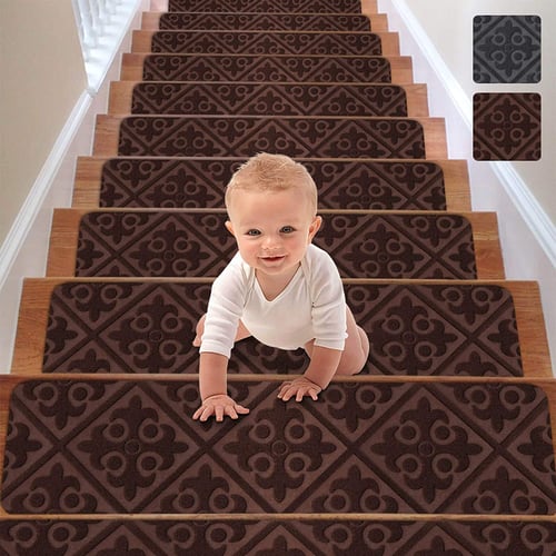 15 Piece Carpet Stair Treads Mats Step Staircase Floor Mat Protection Cover 