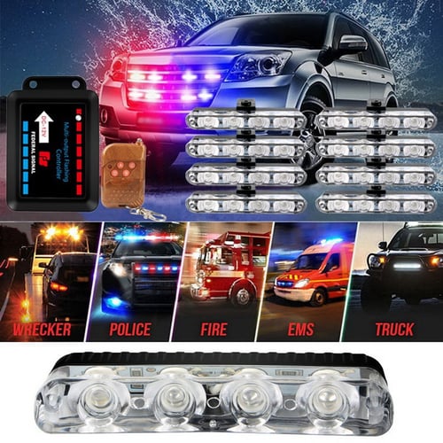 4 LED Grille Bar Car Truck Strobe Flash Emergency Warning Light 8 W 12V-24V