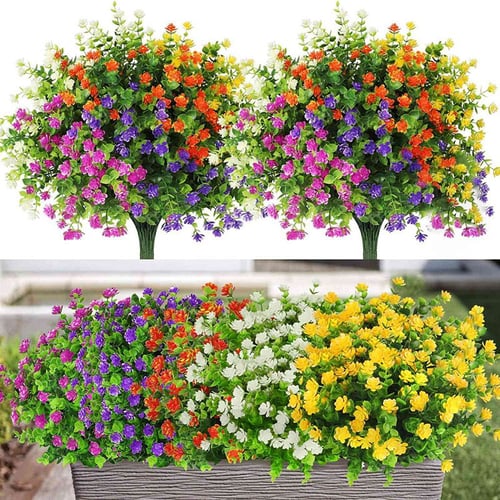 20 Bundles Artificial Flowers Outdoor, Faux Flowers For Outdoor Use