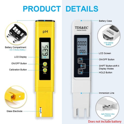 PH Meter Digital TDS Meter EC&Temperature Water Quality Tester for Drinking,Pool 
