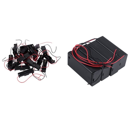 4pcs Plastic Housing 9V Battery Holder Storage Box Container w Double Wire Leads 
