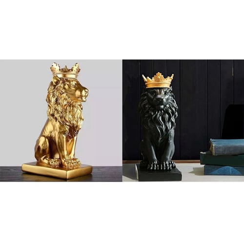 Lion Statue Resin Crown Lion Sculpture Nordic Home Office Bar Home Decoration 