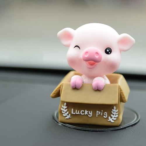 Creative Resin Shaking Head Happy Pig for Home Decor Kids Birthday Gift 