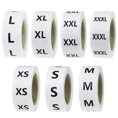 Wrap Around Clothing Size Label Kit Sizes "S-XXL" Supply your Store by Size 