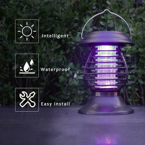 Solar Powered Outdoor Mosquito Fly Bug Insect Zapper Killer Trap Lamp Light LED 