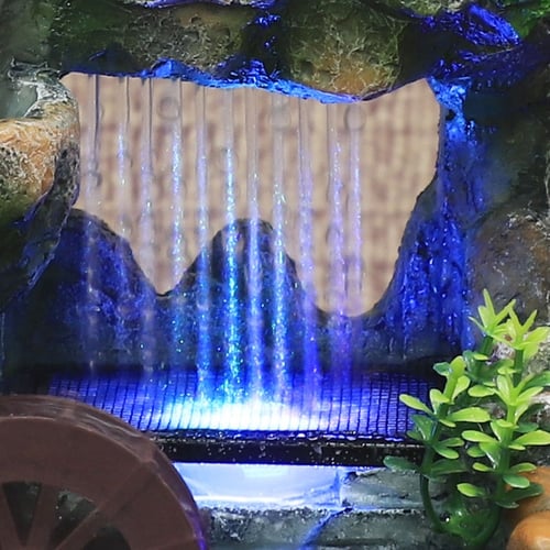 Rockery Flowing Water Fountain Desktop Chinese Fengshui Ball Lamp Indoor Decor 