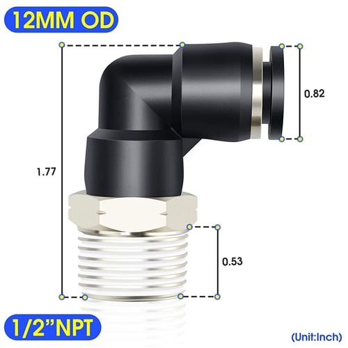 5PCS Tube OD 6mm x 1/2" BSP Male Pneumatic Connector Push In To Connect Fitting 