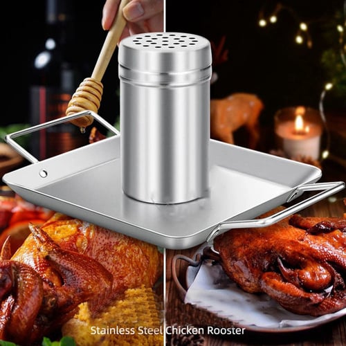 Beer Can Chicken Roaster Rack Stainless Vertical BBQ Stand Roasting Grill Smoker 