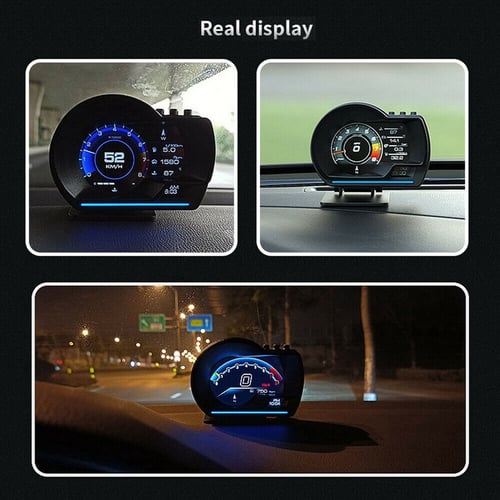 HUD OBD2+GPS Gauge Head Up Car Digital Display Speedometer Turbo RPM Alarm Temp 