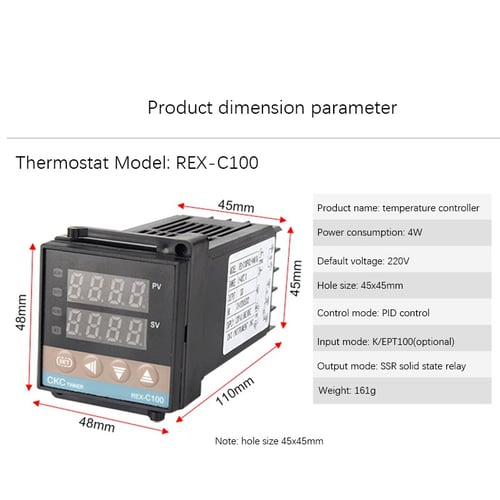 Digital PID Temperature Controller Thermostat REX-C100 Thermocouple K Relay 220V 