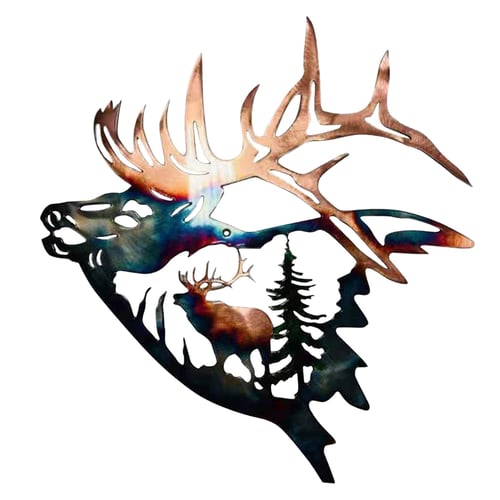 Metal Antler Deer Skull Ornament Wall Hanging Decor Home Garden Animals Silhouettes Living Room Ornaments Metal Antler Deer Skull Ornament Wall, Metal Garden Wall Art Animals