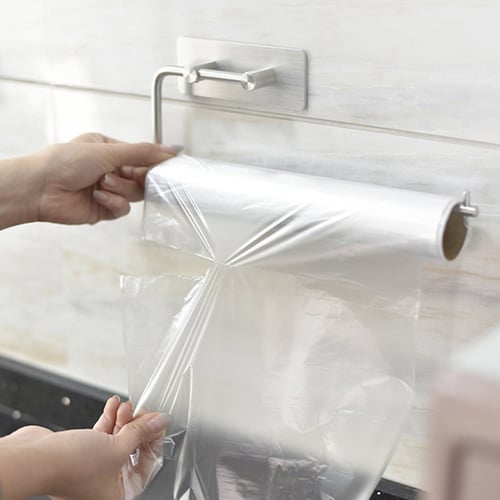 2x Wall Mounted Paper Towel Holder Self Adhesive Roll Organizer Kitchen Bathroom 
