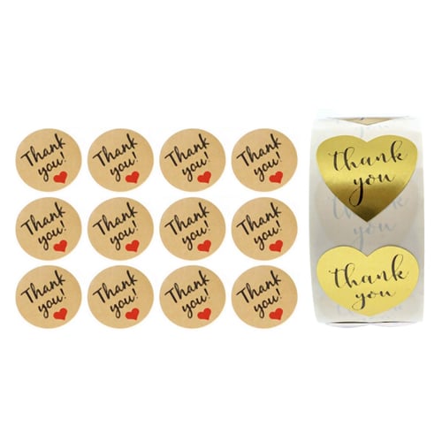 500 Thank You Stickers Seals Mini DIY Craft Heart-Shaped Lables Favours new 
