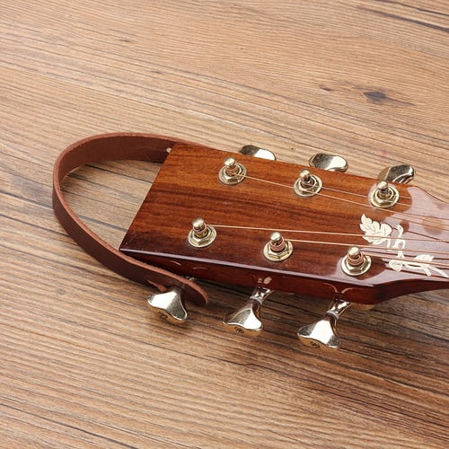 Brown Guitar Neck Strap Leather Headstock strap Guitar Straps Lock Button Rubber Acoustic Electric Strap Blocks Accessories 